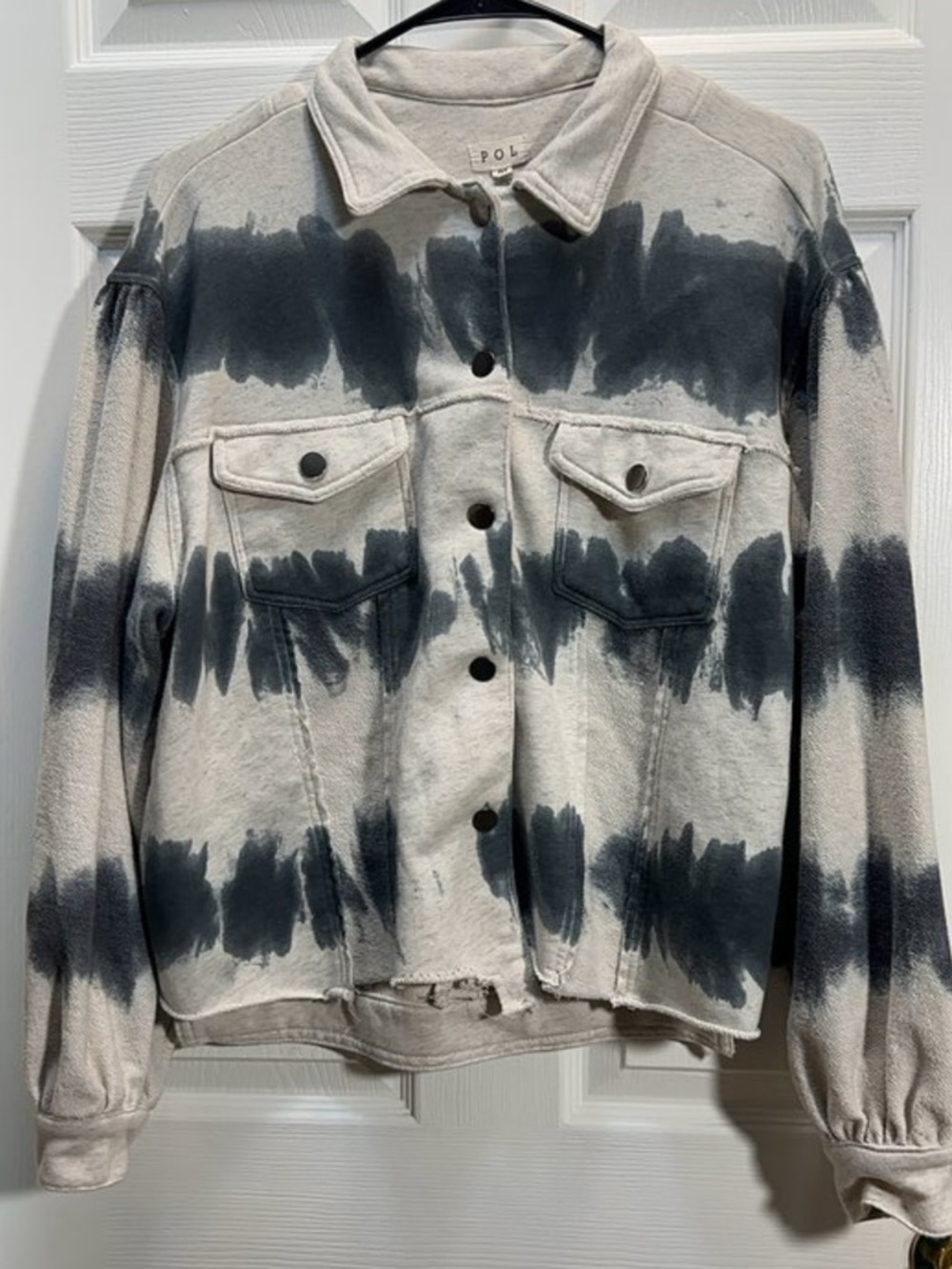 POL Tie-Dye  Jacket in Cream and Charcoal